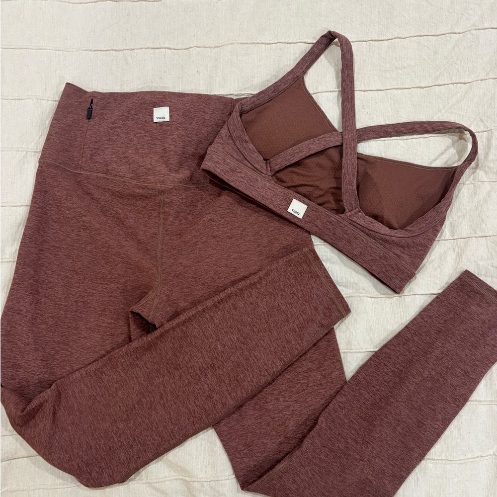 Vuori Wine Marl Seamless Sports Bra and Leggings Set